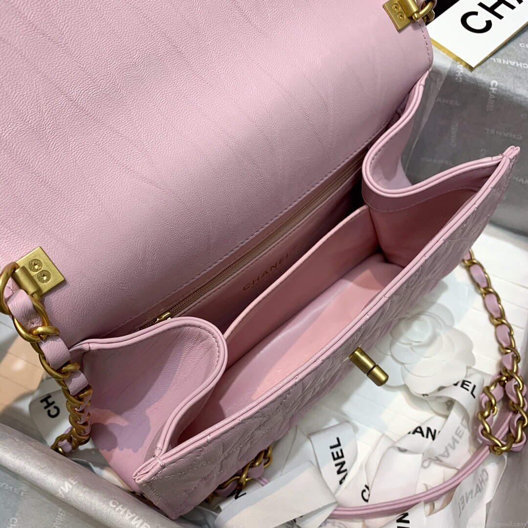 Chanel AS2478 Flap CC Wrapped Bag with Top Handle Pink
