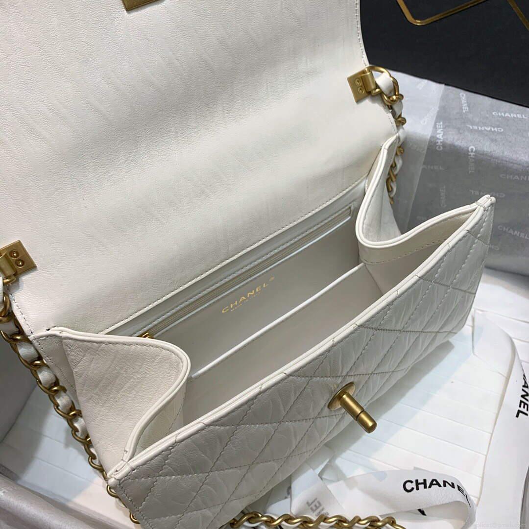 Chanel AS2478 Flap CC Wrapped Bag with Top Handle White