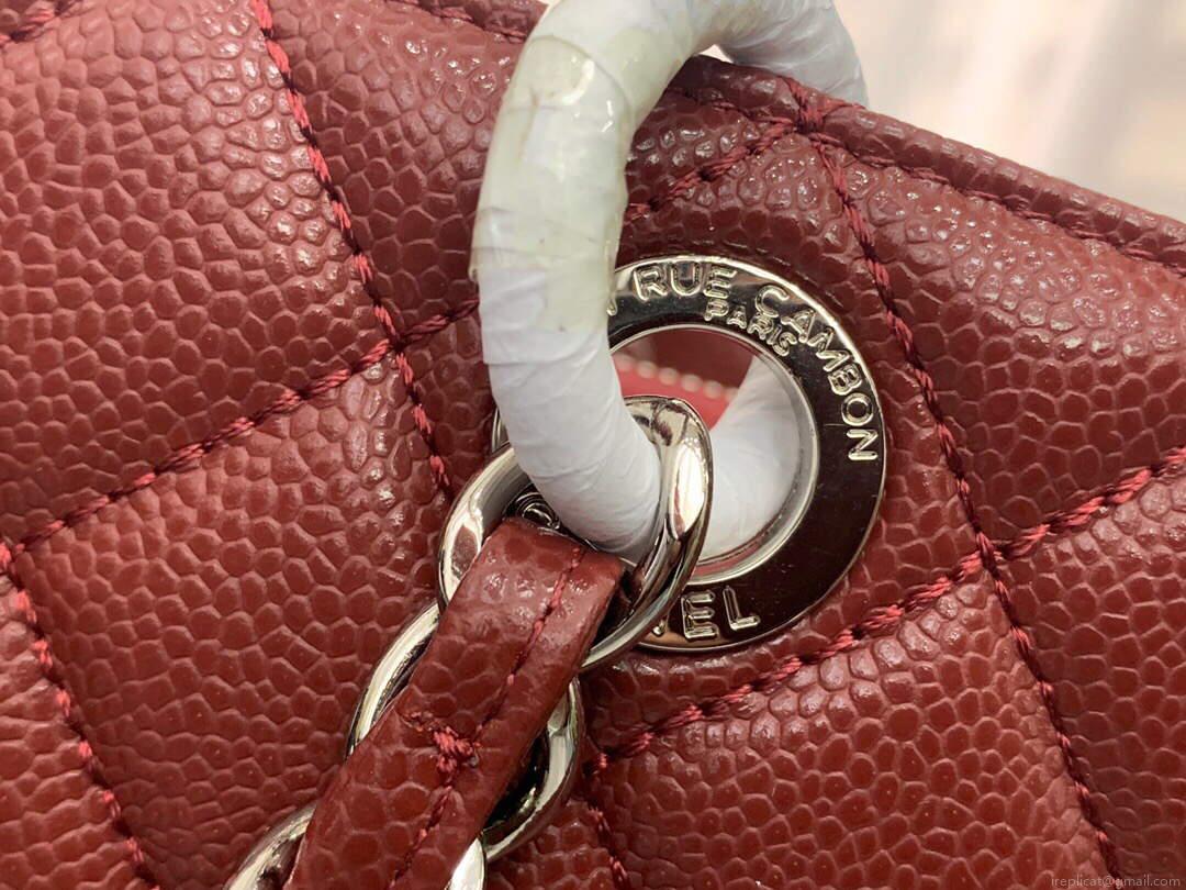 Chanel A50995 Matelasse GST Chain Tote bag caviar Calfskin leather Wine Red Silver