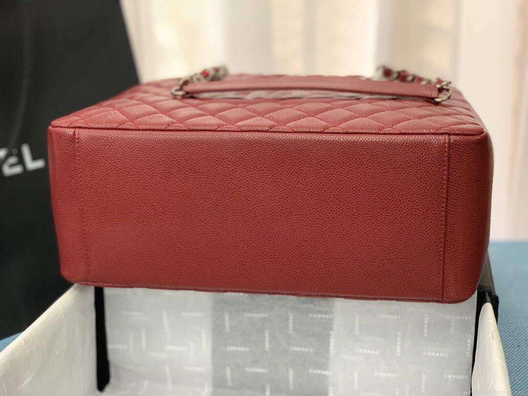 Chanel A50995 Matelasse GST Chain Tote bag caviar Calfskin leather Wine Red Silver
