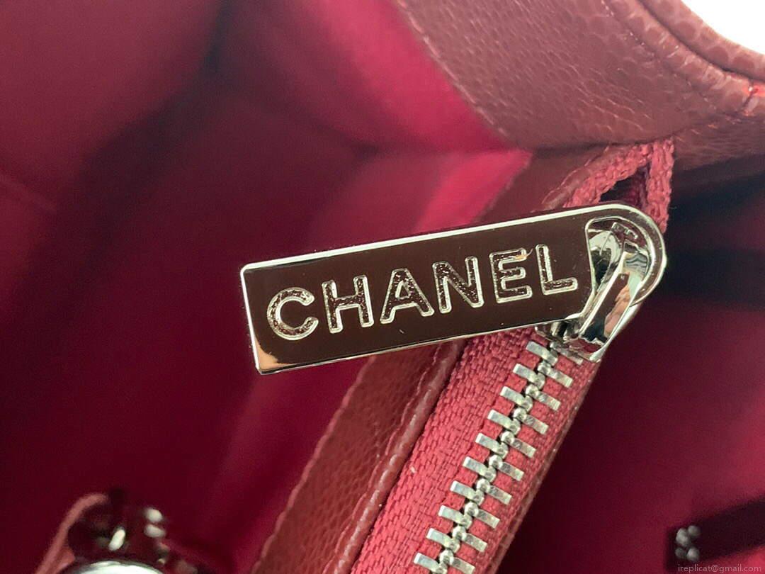 Chanel A50995 Matelasse GST Chain Tote bag caviar Calfskin leather Wine Red Silver