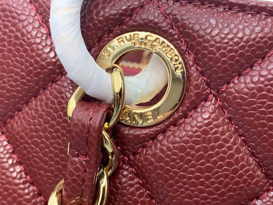 Chanel A50995 Matelasse GST Chain Tote bag caviar Calfskin leather Wine Red Gold