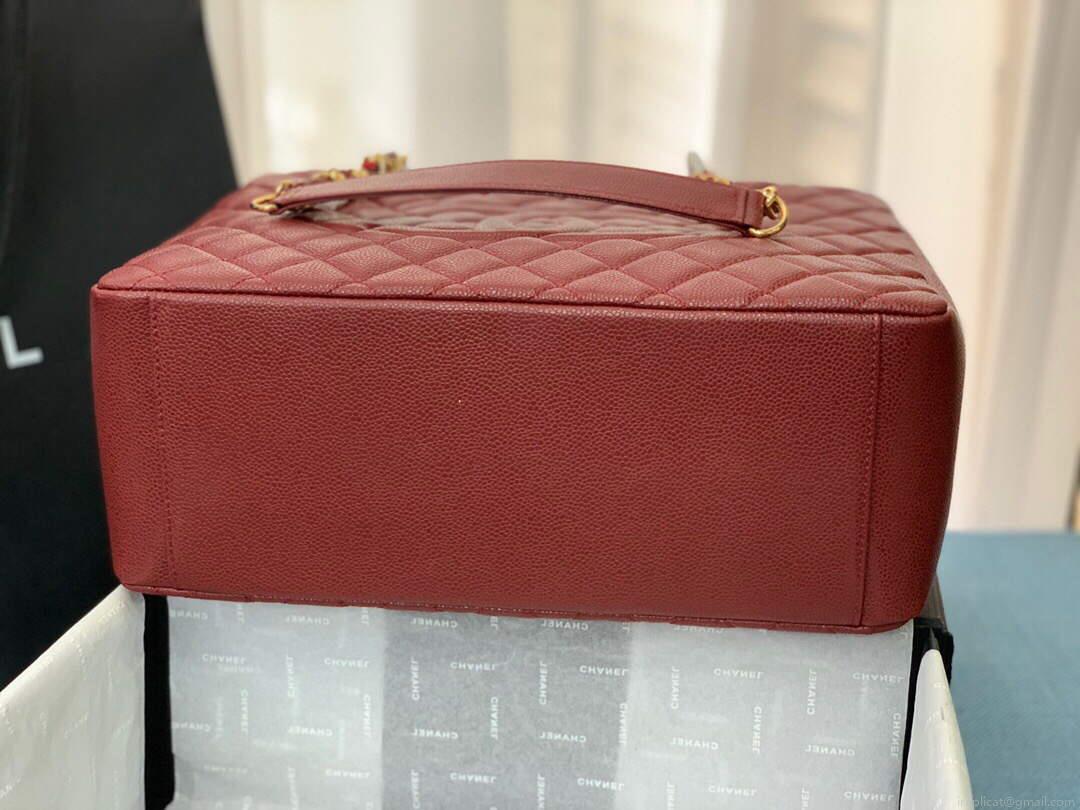 Chanel A50995 Matelasse GST Chain Tote bag caviar Calfskin leather Wine Red Gold