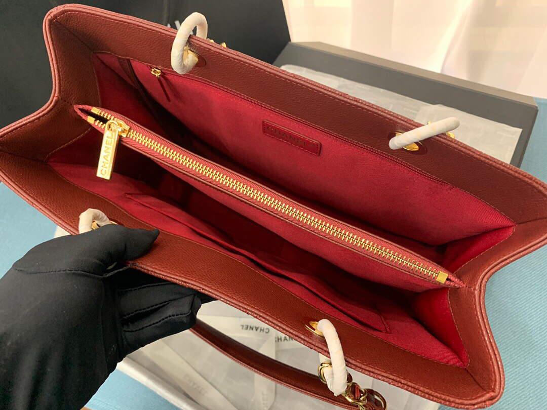 Chanel A50995 Matelasse GST Chain Tote bag caviar Calfskin leather Wine Red Gold