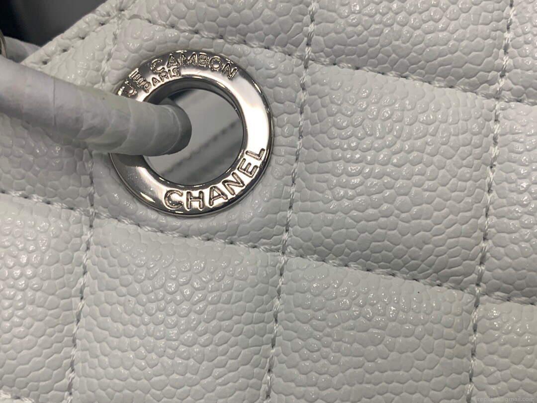 Chanel A50995 Matelasse GST Chain Tote bag caviar Calfskin leather White Silver