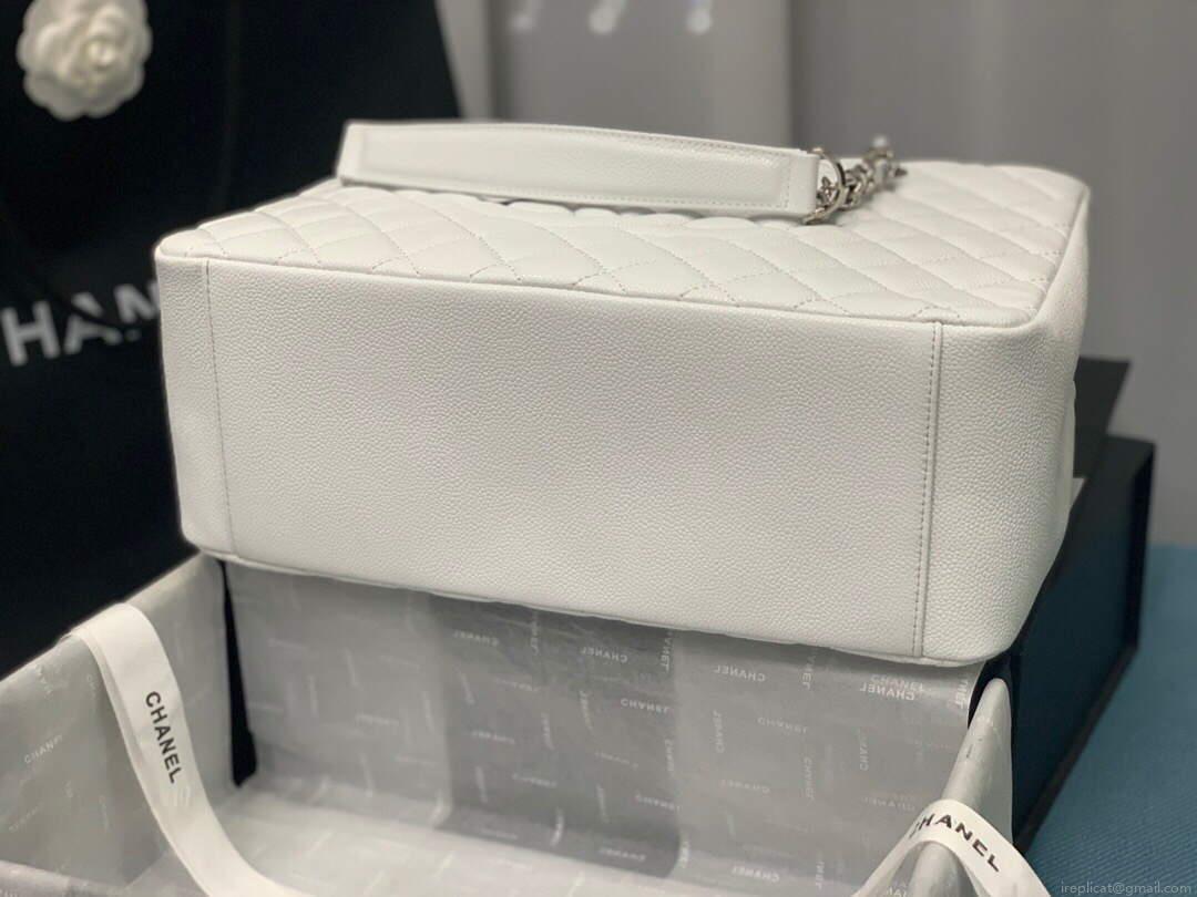 Chanel A50995 Matelasse GST Chain Tote bag caviar Calfskin leather White Silver