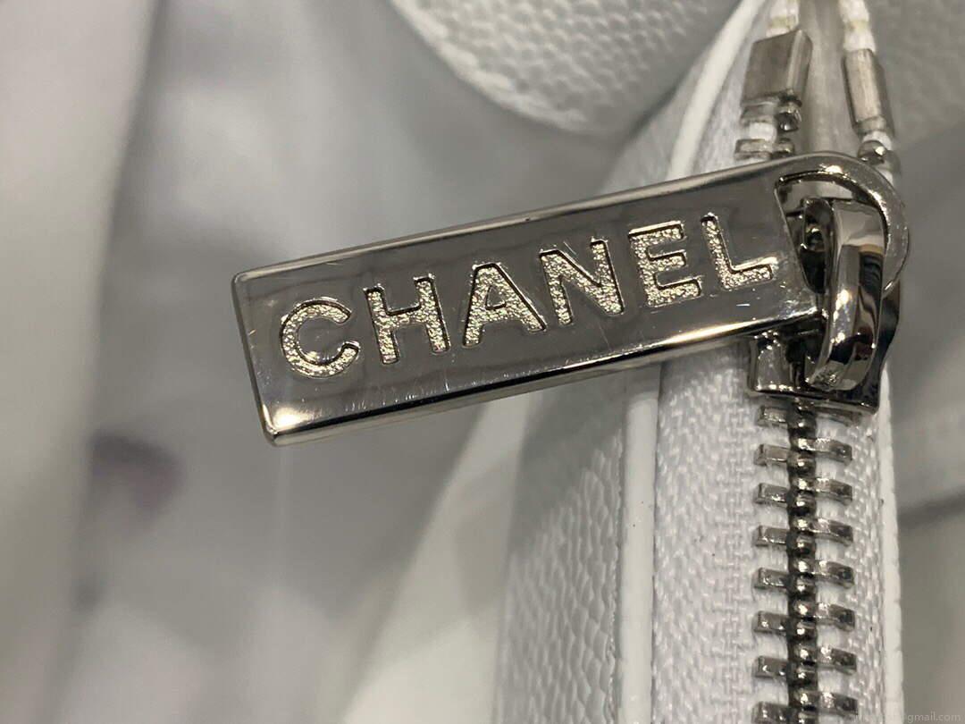 Chanel A50995 Matelasse GST Chain Tote bag caviar Calfskin leather White Silver