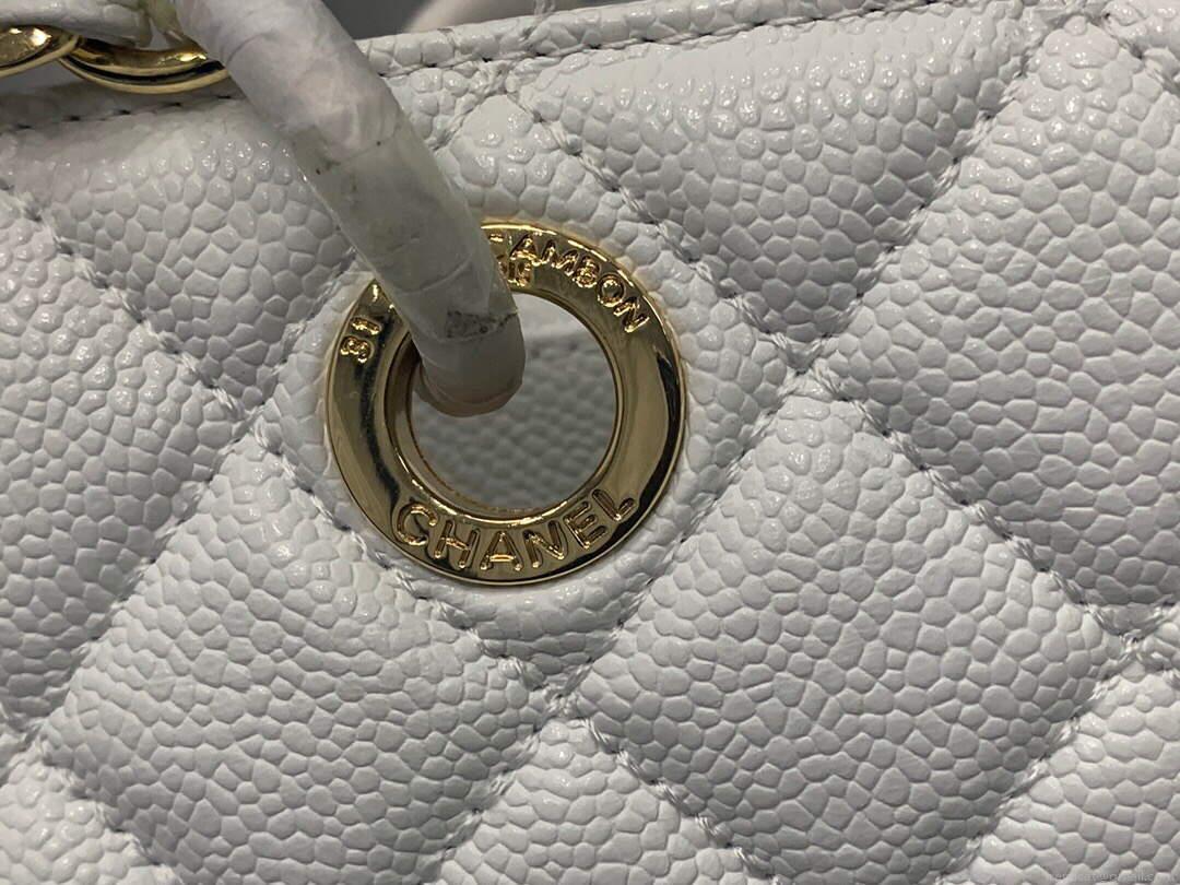 Chanel A50995 Matelasse GST Chain Tote bag caviar Calfskin leather White Gold
