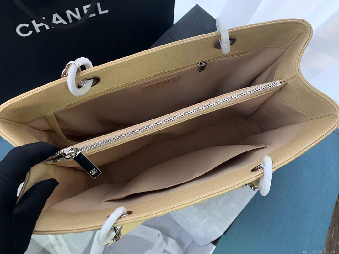 Chanel A50995 Matelasse GST Chain Tote bag caviar Calfskin leather Yellow Silver