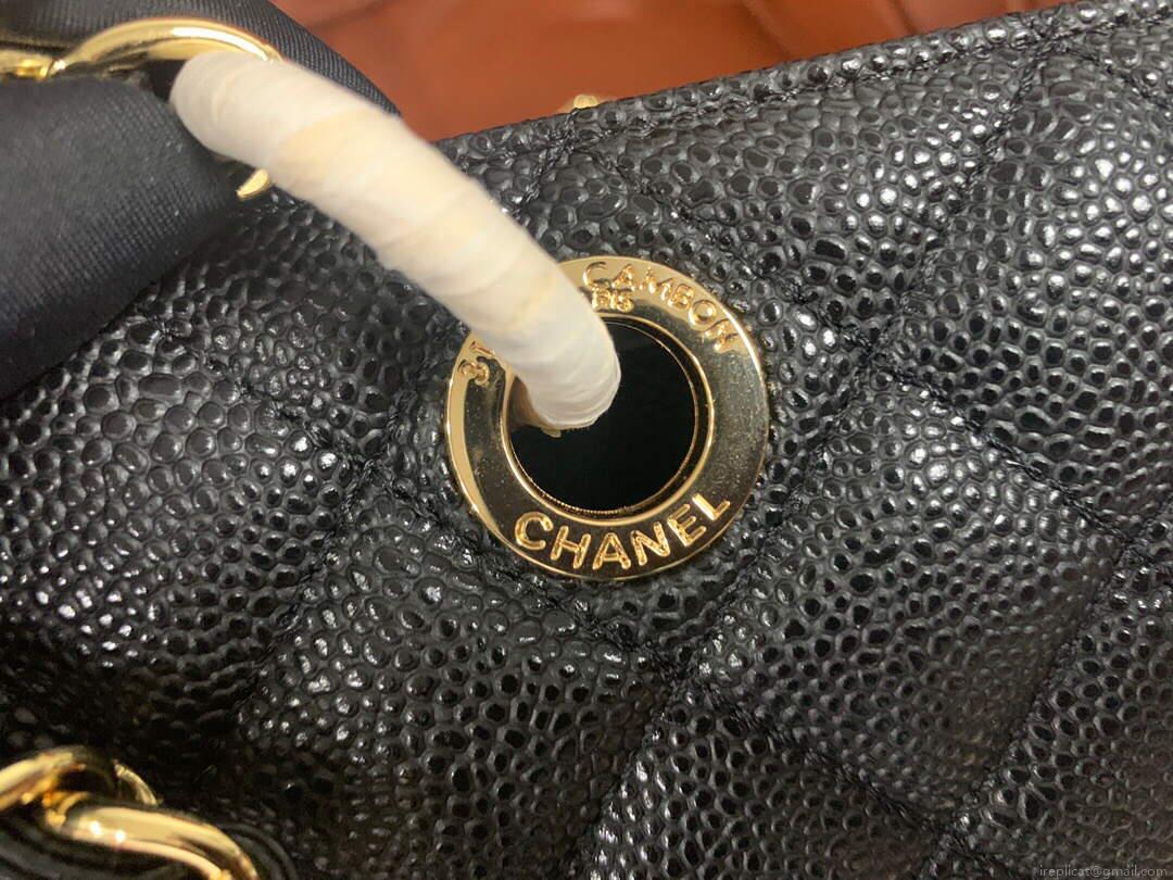 Chanel A50995 Matelasse GST Chain Tote bag caviar Calfskin leather Black Gold