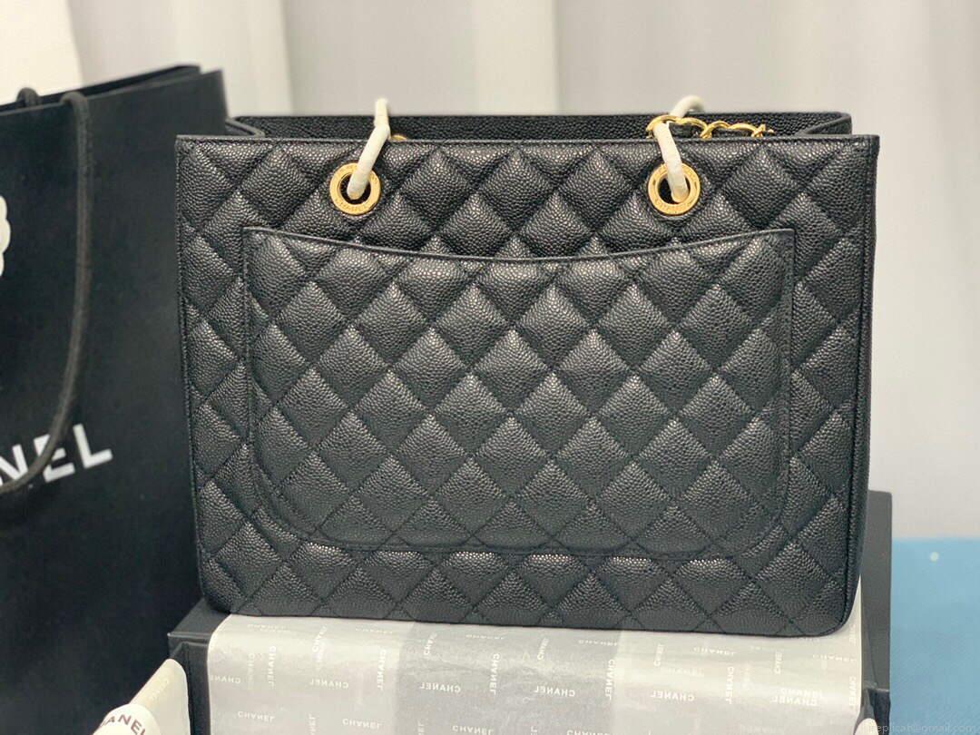 Chanel A50995 Matelasse GST Chain Tote bag caviar Calfskin leather Black Gold