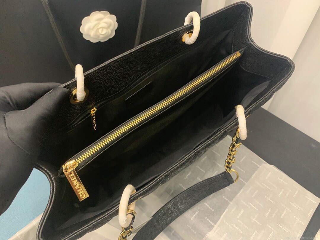 Chanel A50995 Matelasse GST Chain Tote bag caviar Calfskin leather Black Gold