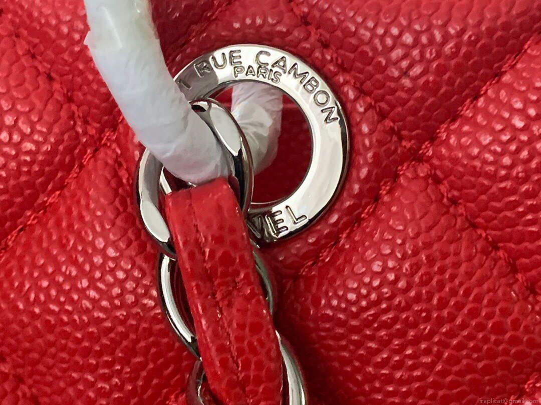 Chanel A50995 Matelasse GST Chain Tote bag caviar Calfskin leather Red Silver