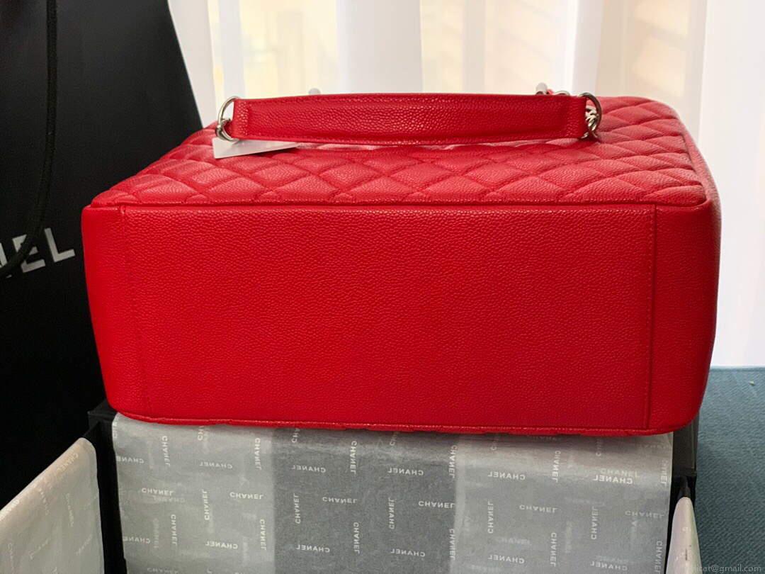 Chanel A50995 Matelasse GST Chain Tote bag caviar Calfskin leather Red Silver