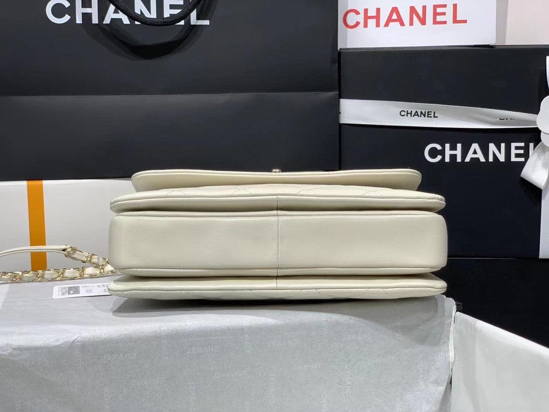 Chanel A92236 Small Trendy CC Flap Bag With Top Handle Lambskin bag White Gold
