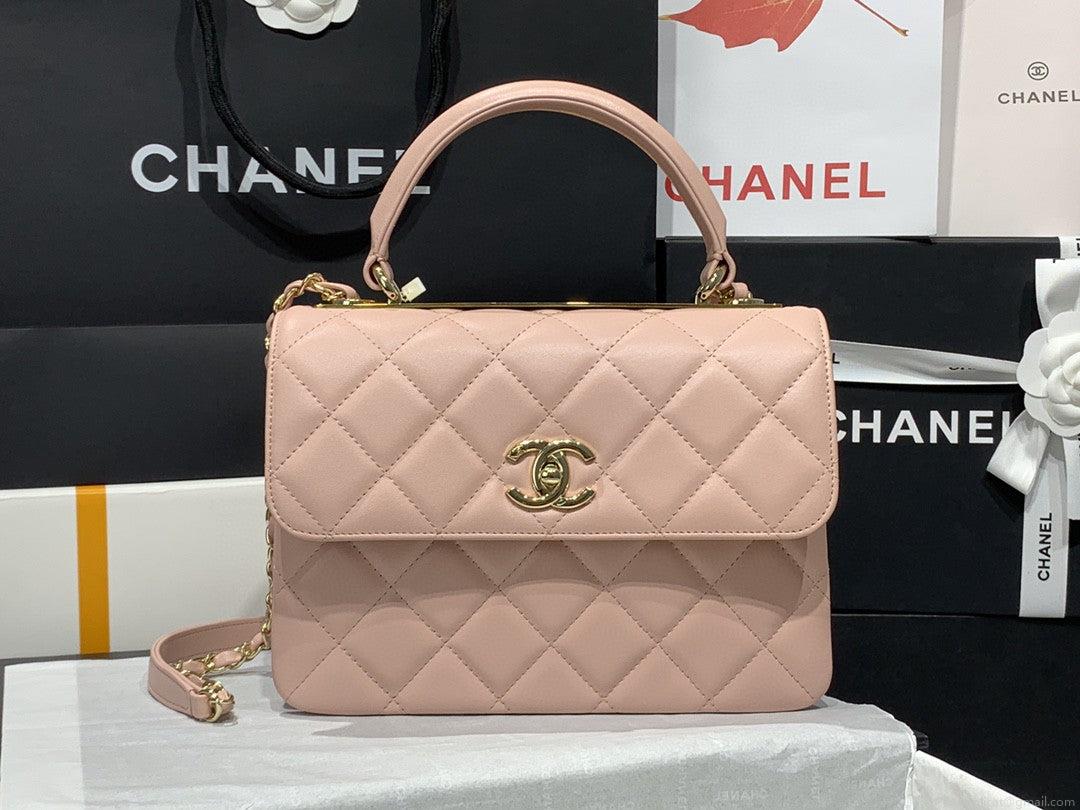 Chanel A92236 Small Trendy CC Flap Bag With Top Handle Lambskin bag Pink Gold