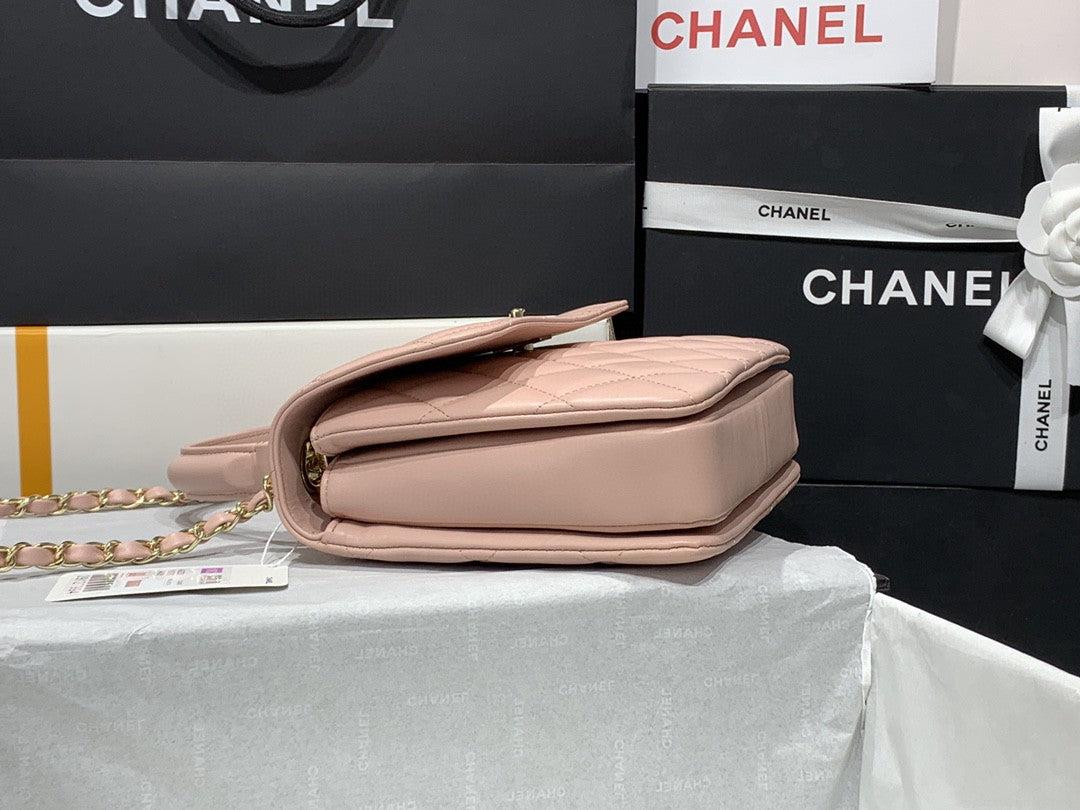 Chanel A92236 Small Trendy CC Flap Bag With Top Handle Lambskin bag Pink Gold