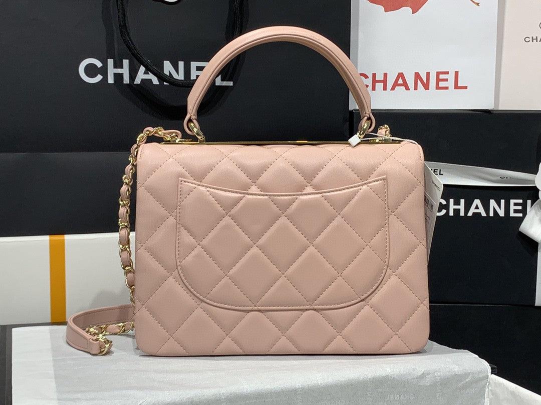 Chanel A92236 Small Trendy CC Flap Bag With Top Handle Lambskin bag Pink Gold