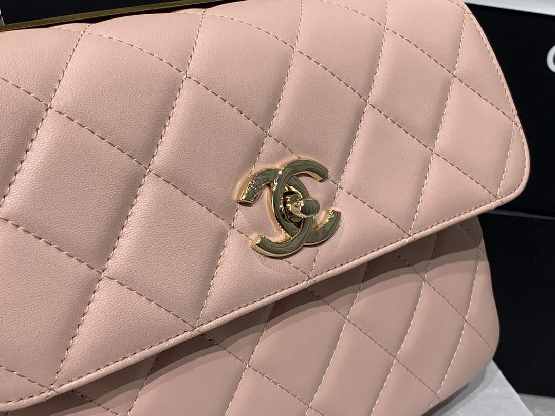 Chanel A92236 Small Trendy CC Flap Bag With Top Handle Lambskin bag Pink Gold