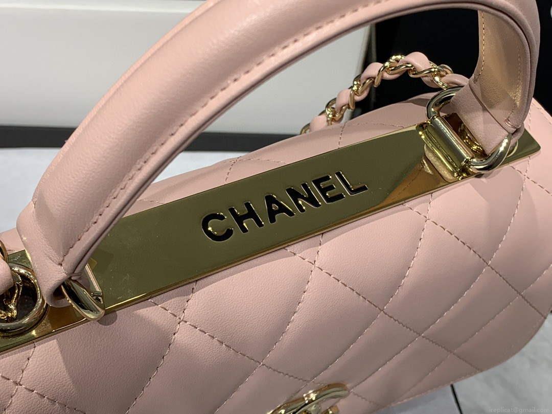 Chanel A92236 Small Trendy CC Flap Bag With Top Handle Lambskin bag Pink Gold