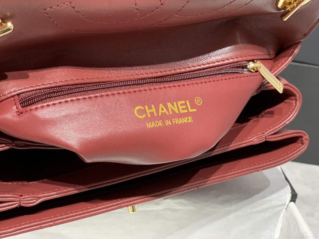 Chanel A92236 Small Trendy CC Flap Bag With Top Handle Lambskin bag Wine Red Gold