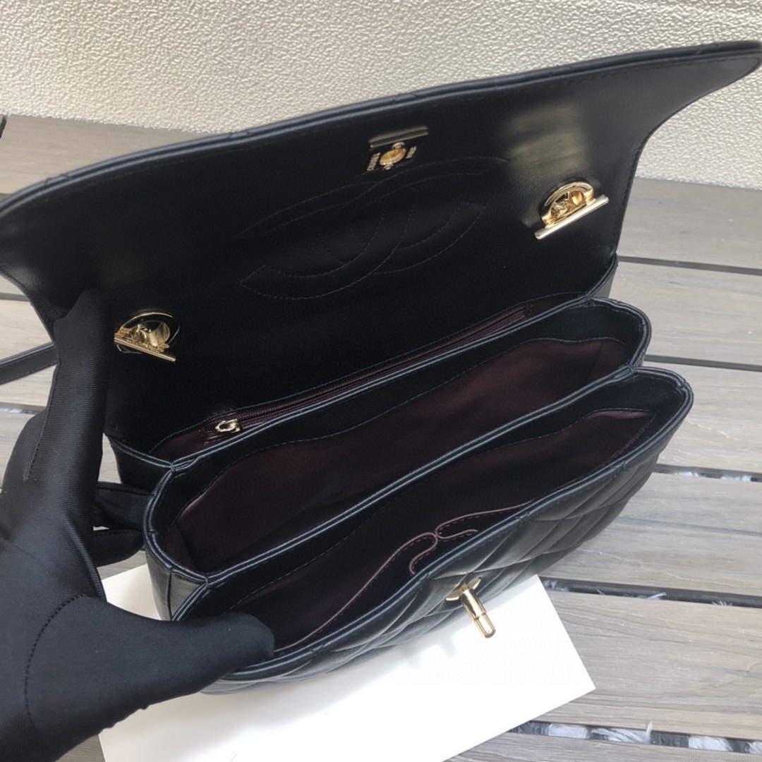 Chanel A92236 Small Trendy CC Flap Bag With Top Handle Lambskin bag Black Gold
