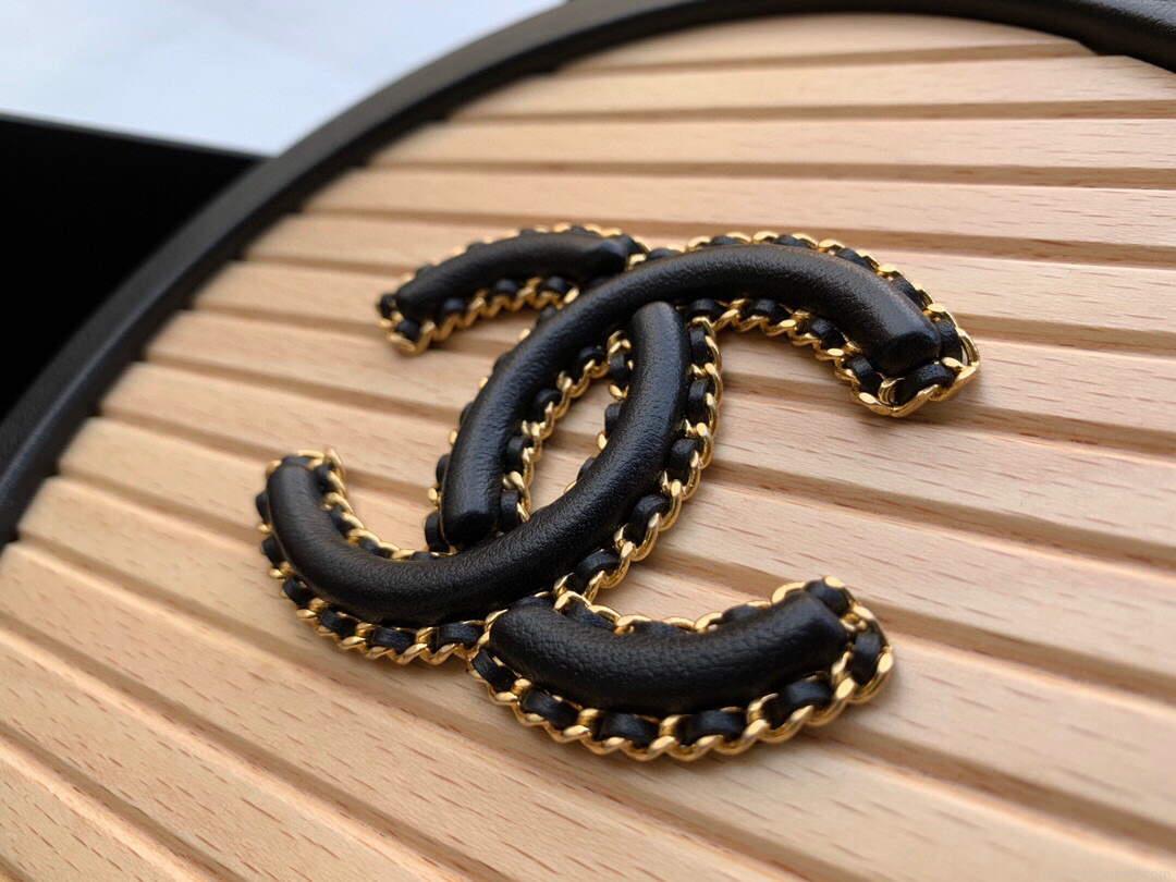 Chanel AS2928 Chanel Vanity Case Beech Wood Box Bag Calfskin gold