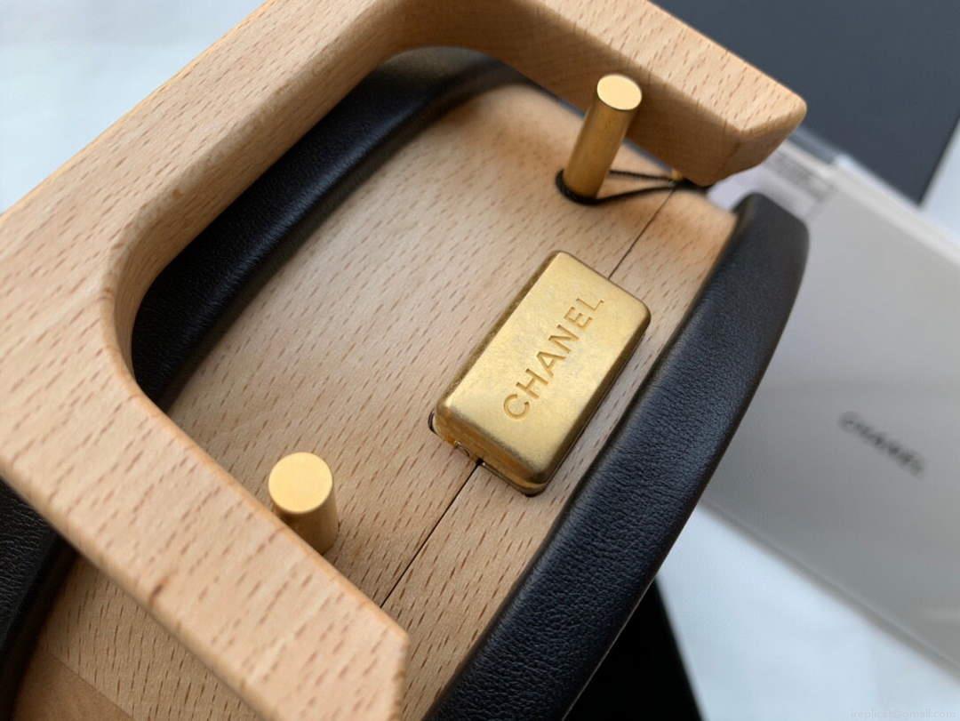 Chanel AS2928 Chanel Vanity Case Beech Wood Box Bag Calfskin gold