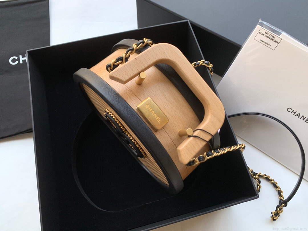 Chanel AS2928 Chanel Vanity Case Beech Wood Box Bag Calfskin gold