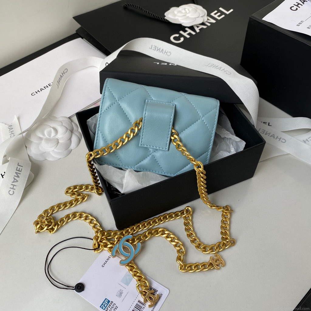 Chanel AP2635 Clutch With Chain Lambskin Blue