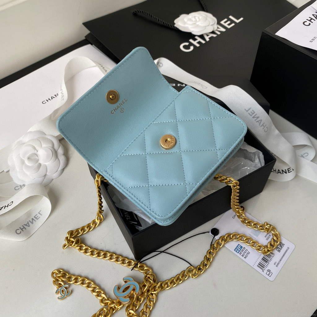Chanel AP2635 Clutch With Chain Lambskin Blue