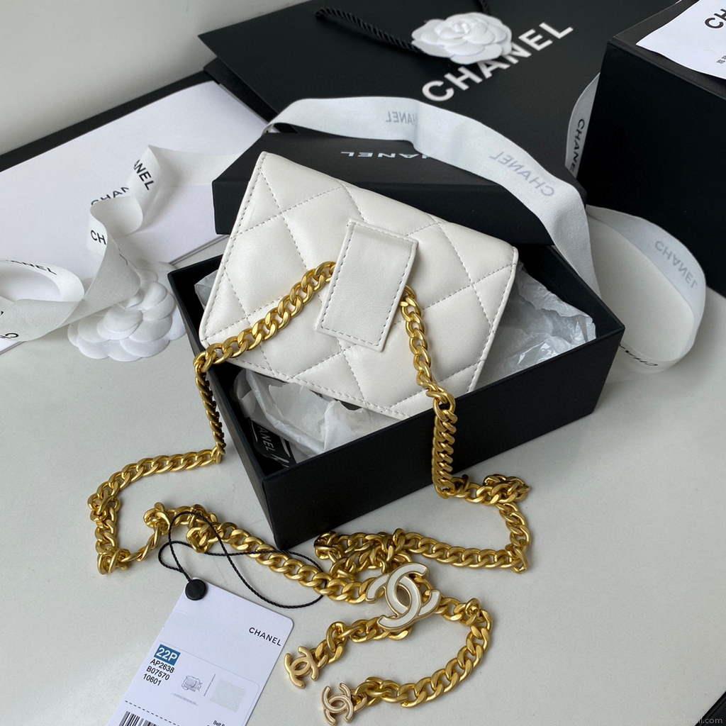 Chanel AP2635 Clutch With Chain Lambskin White
