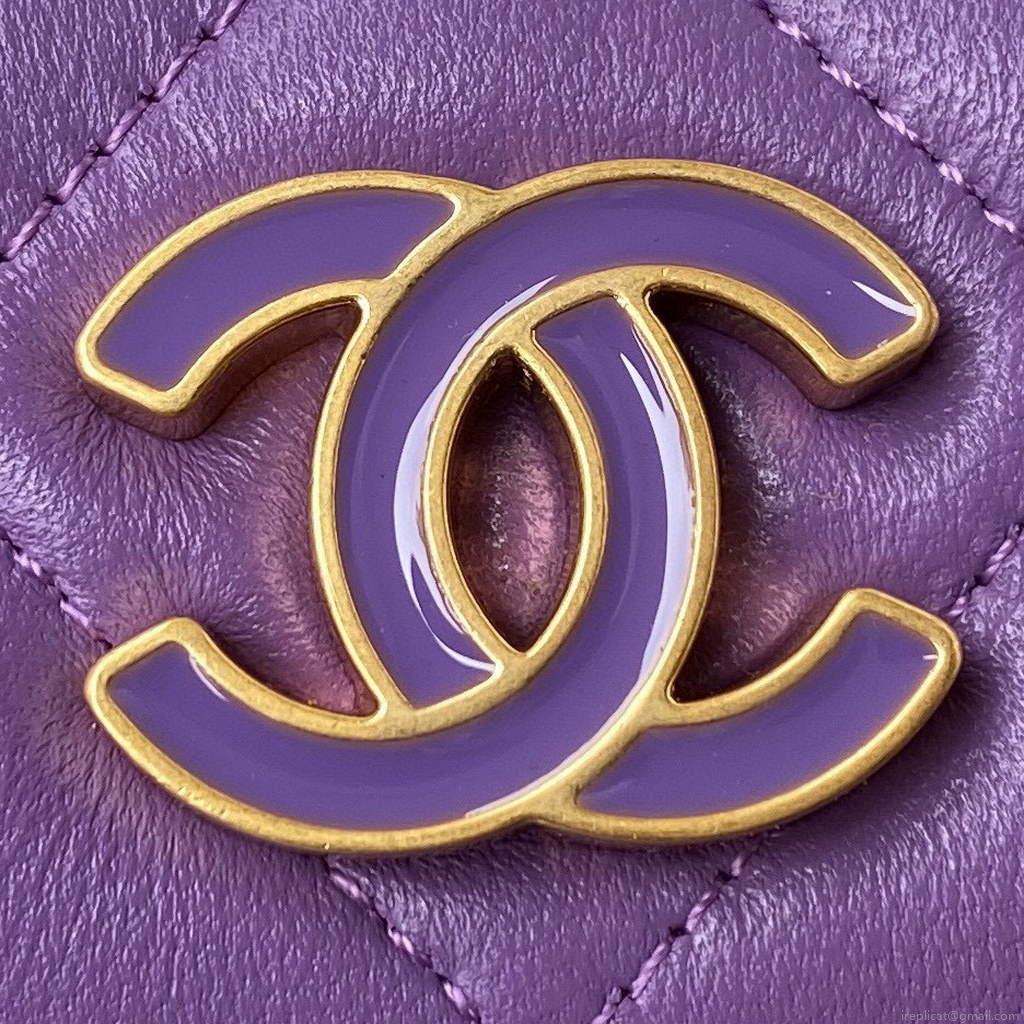 Chanel AP2635 Clutch With Chain Lambskin Purple