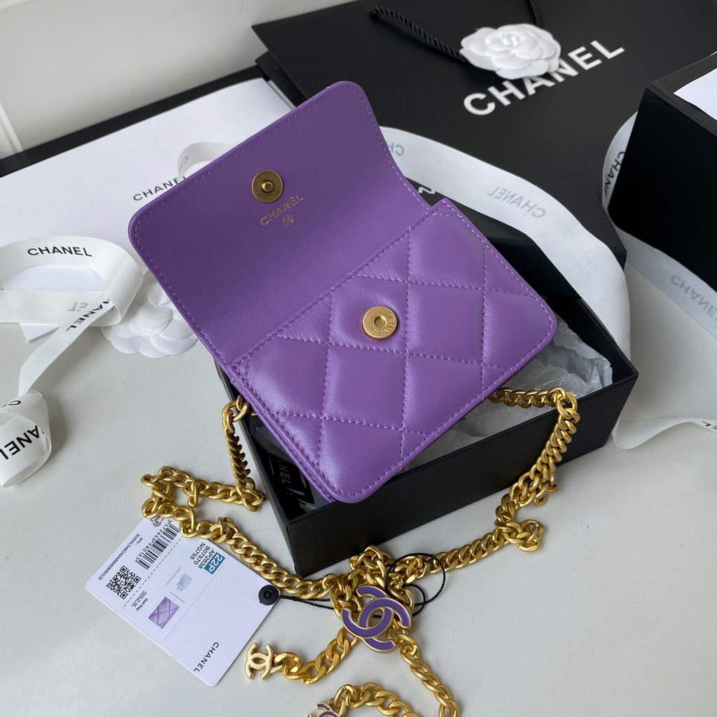 Chanel AP2635 Clutch With Chain Lambskin Purple