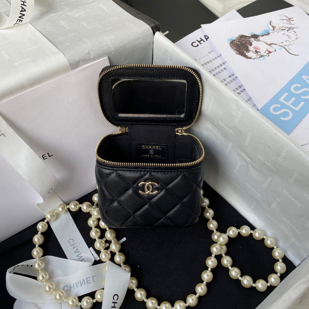 Chanel AP2581 Small Vanity with Chain lambskin Black