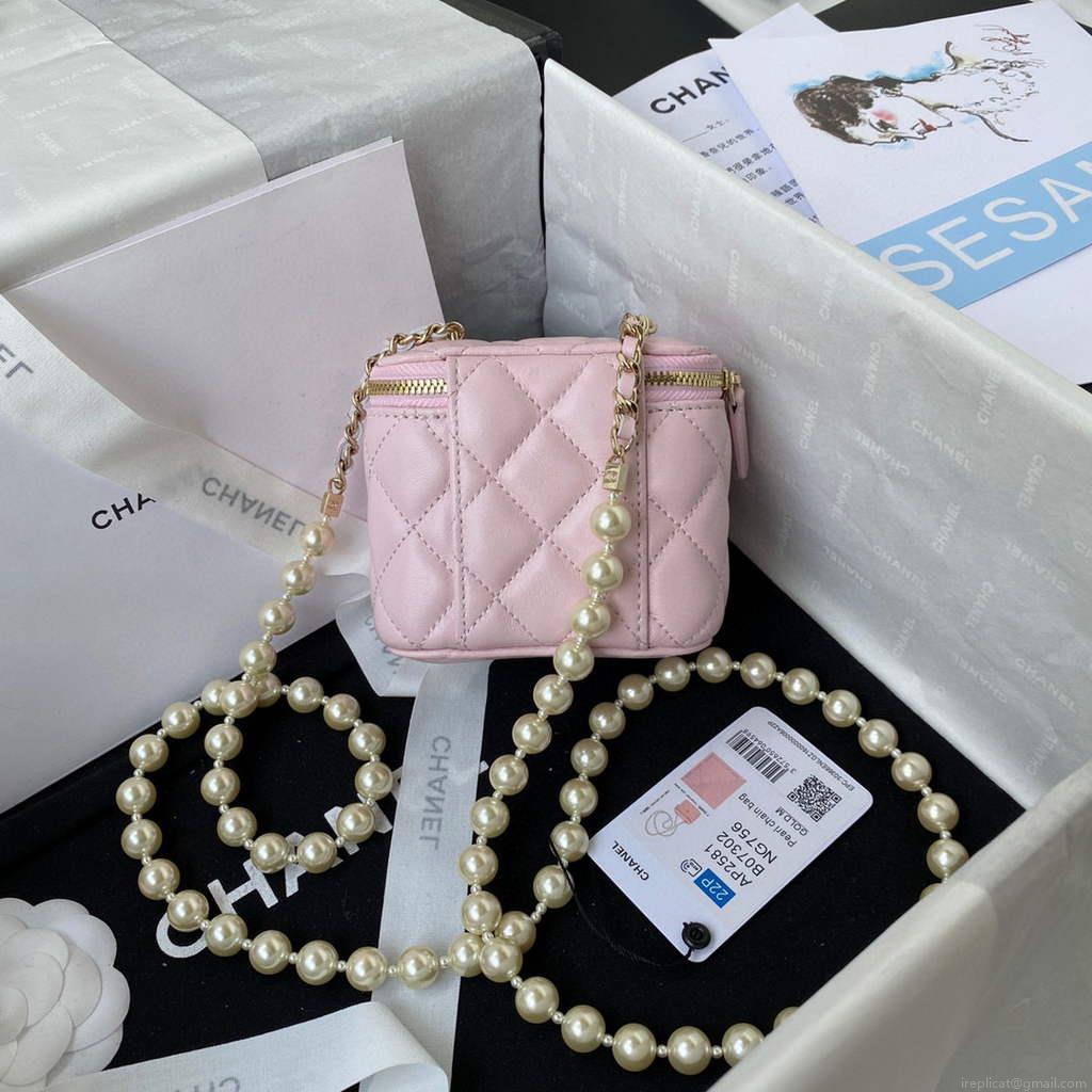 Chanel AP2581 Small Vanity with Chain lambskin Pink