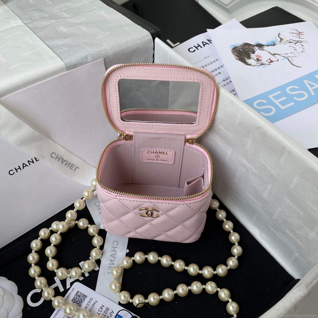 Chanel AP2581 Small Vanity with Chain lambskin Pink