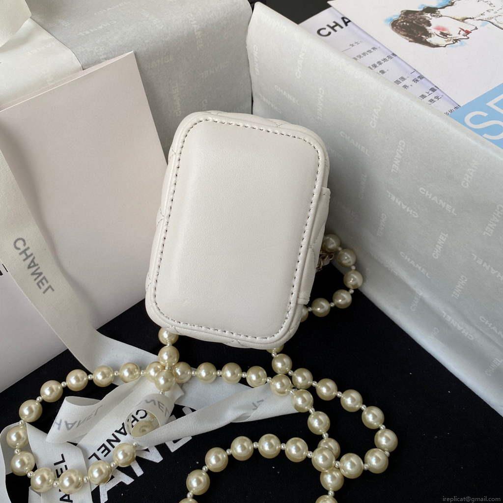 Chanel AP2581 Small Vanity with Chain lambskin White