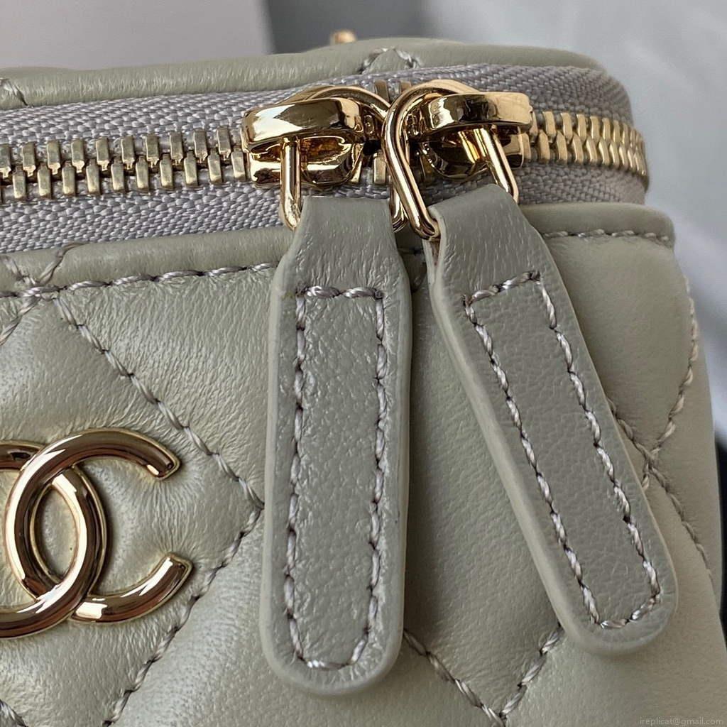 Chanel AP2581 Small Vanity with Chain lambskin Gray