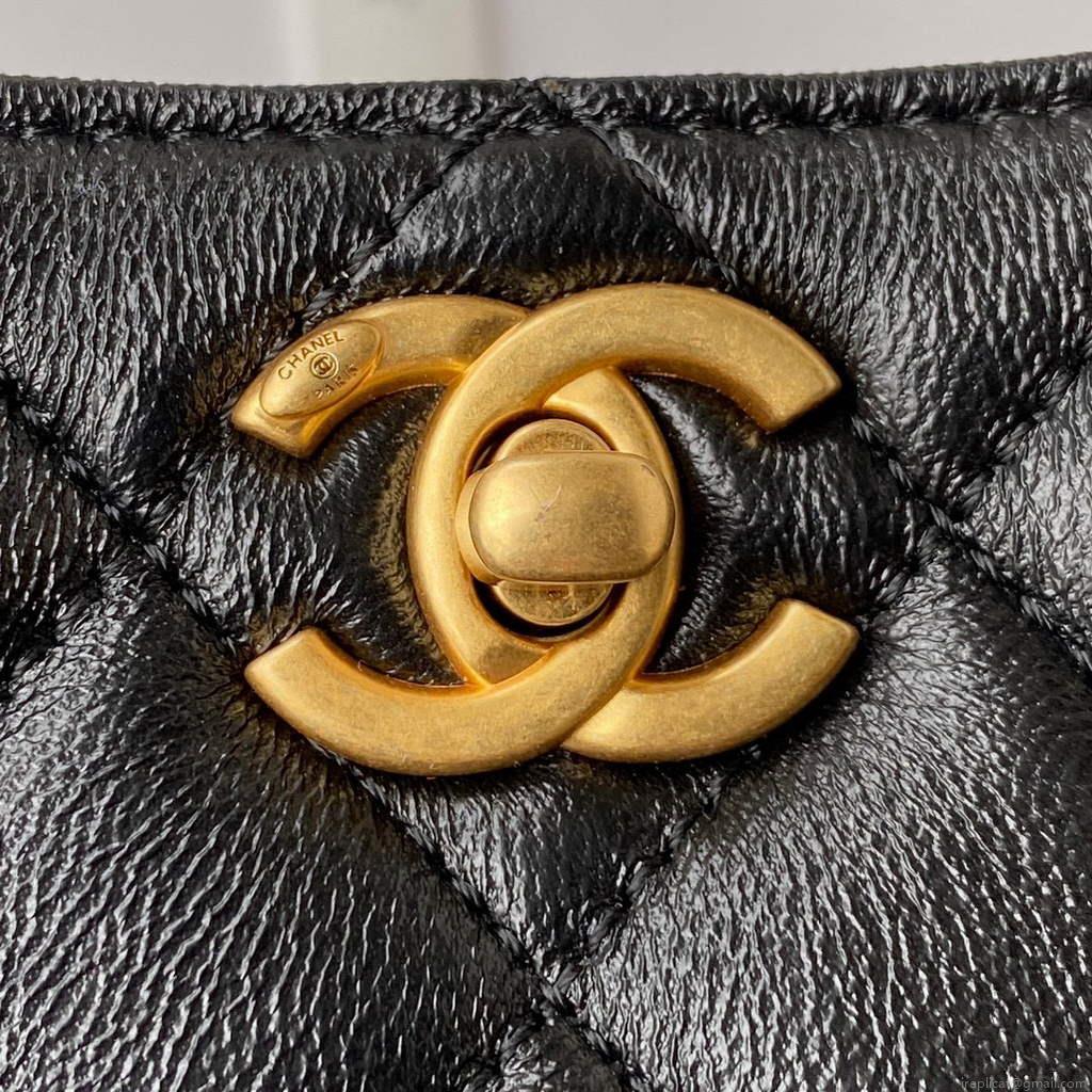 Chanel AS3112 Hobo Handbag Lambskin Black
