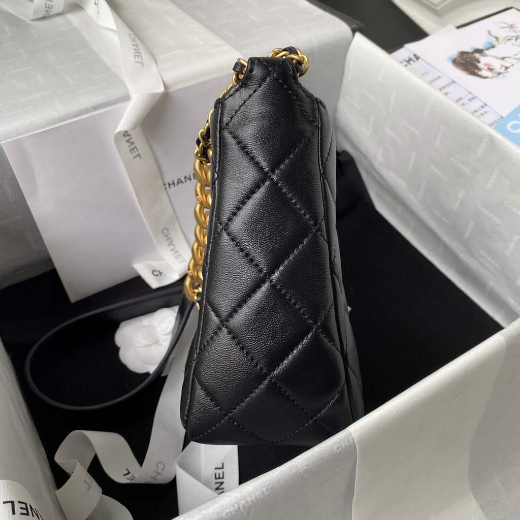 Chanel AS3112 Hobo Handbag Lambskin Black