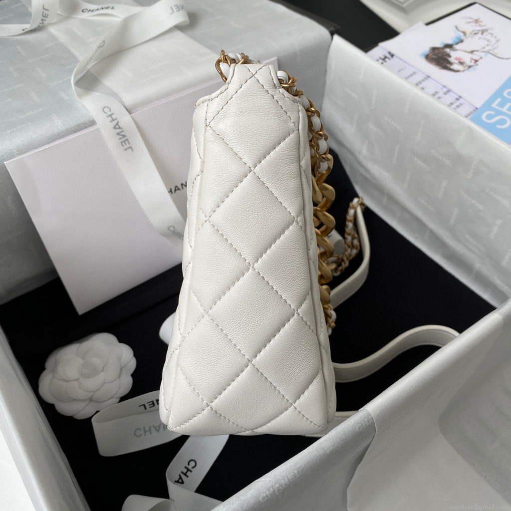 Chanel AS3111 Hobo Small Handbag Lambskin White