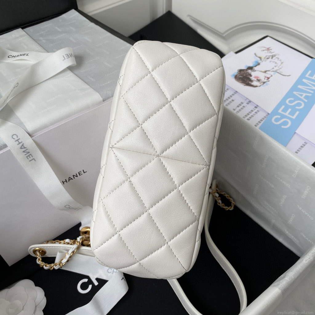 Chanel AS3111 Hobo Small Handbag Lambskin White