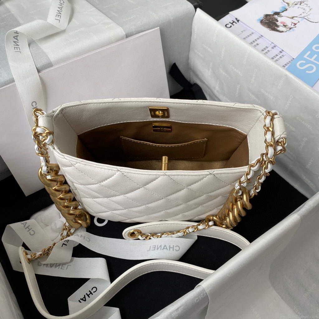 Chanel AS3111 Hobo Small Handbag Lambskin White