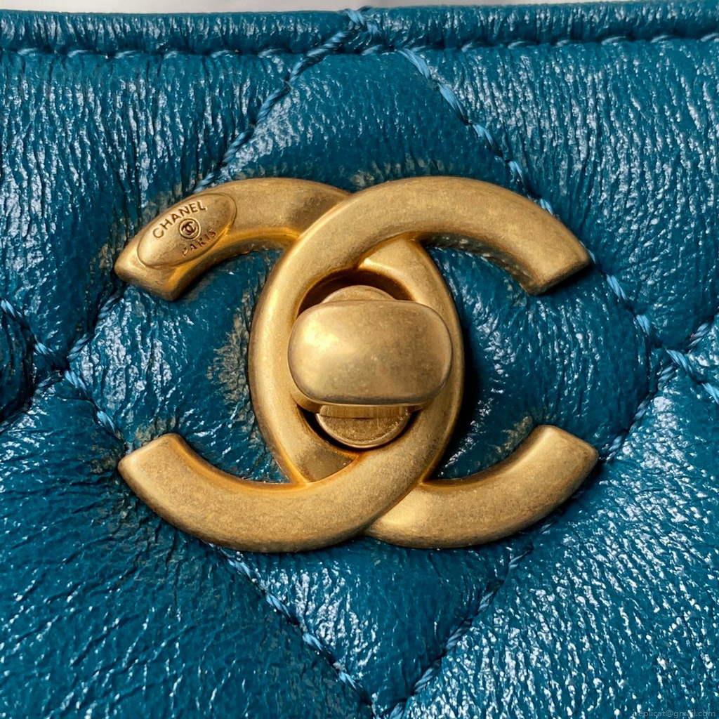 Chanel AS3111 Hobo Small Handbag Lambskin Blue