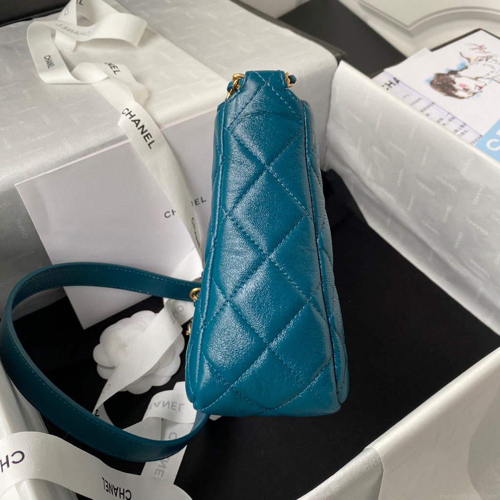 Chanel AS3111 Hobo Small Handbag Lambskin Blue