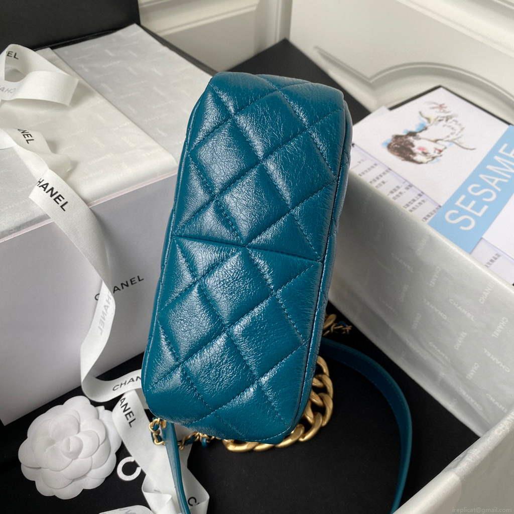 Chanel AS3111 Hobo Small Handbag Lambskin Blue