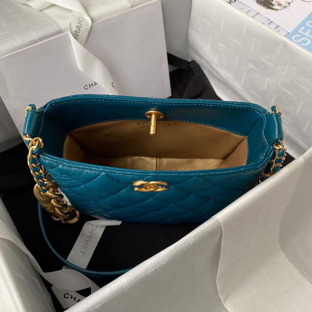 Chanel AS3111 Hobo Small Handbag Lambskin Blue