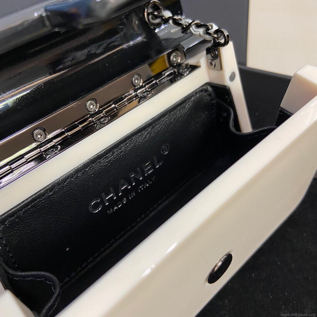 Chanel AS2534 Acrylic Mini Flap Bag White and Black