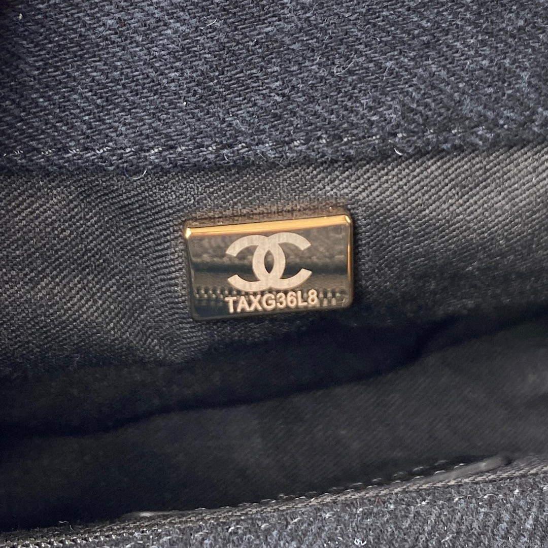 Chanel AS3134 Small Flap Bag Printed Denim Black
